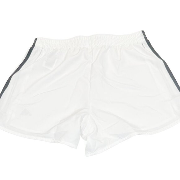 Adidas Womens 3 Stripe AEROREADY Training Shorts High Rise White | Size L | NWT - Picture 2 of 3